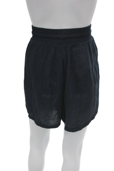 Stateside Unisex Cargo Shorts Black 100% Cotton Drawstring Beach Size M