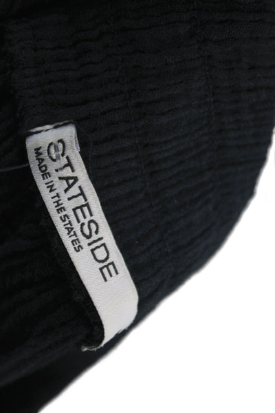 Stateside Unisex Cargo Shorts Black 100% Cotton Drawstring Beach Size M