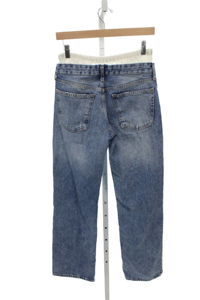 Zara Unisex Boyfriend Mom Jeans Blue Mid Rise Maternity Size 4
