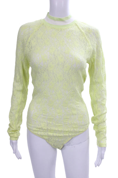 Alexander Wang Clothing Womens Blouse Yellow Mock Neck Long Sleeve Size L