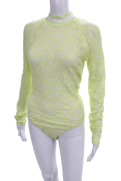 Alexander Wang Clothing Womens Blouse Yellow Mock Neck Long Sleeve Size L