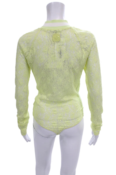 Alexander Wang Clothing Womens Blouse Yellow Mock Neck Long Sleeve Size L