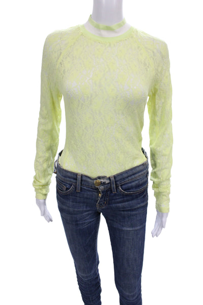Alexander Wang Clothing Womens Blouse Yellow Mock Neck Long Sleeve Size L