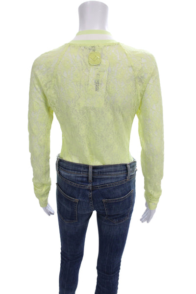Alexander Wang Clothing Womens Blouse Yellow Mock Neck Long Sleeve Size L