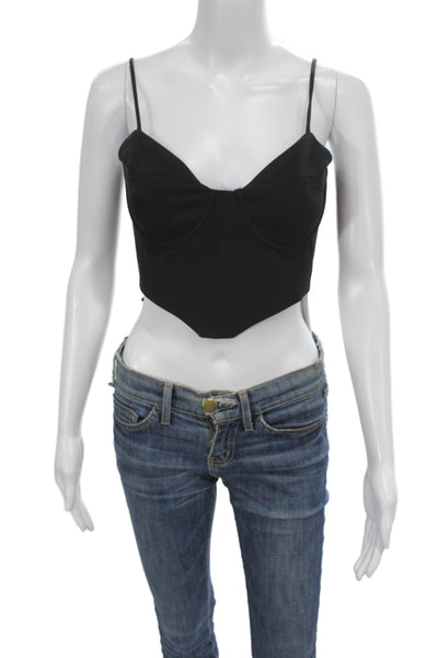 NBD Womens Cropped Camisole Black 90s Zip Sleeveless Size M