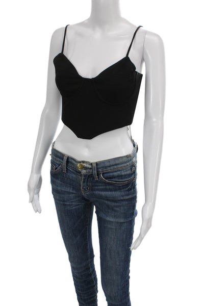 NBD Womens Cropped Camisole Black 90s Zip Sleeveless Size M