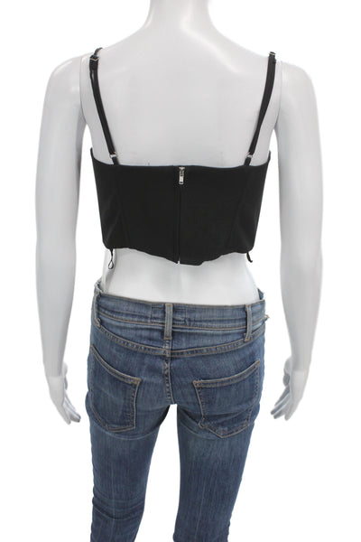 NBD Womens Cropped Camisole Black 90s Zip Sleeveless Size M
