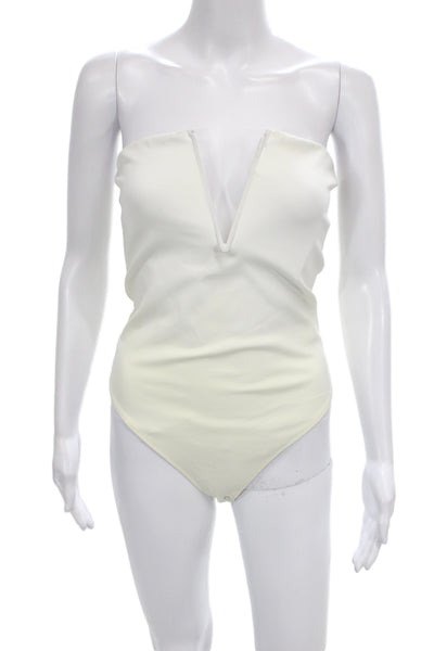 Good American Women Sleeveless Square Neck One Piece White Size 2