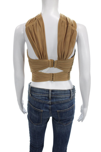 Alexander Wang Women Cropped Tank Brown Sleeveless Hook & Eye Size S
