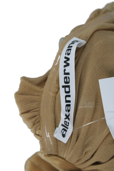 Alexander Wang Women Cropped Tank Brown Sleeveless Hook & Eye Size S