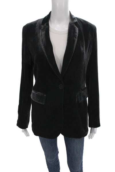 Zara Woman Women Blazer Velvet Black Collared Button Long Sleeve Size XS
