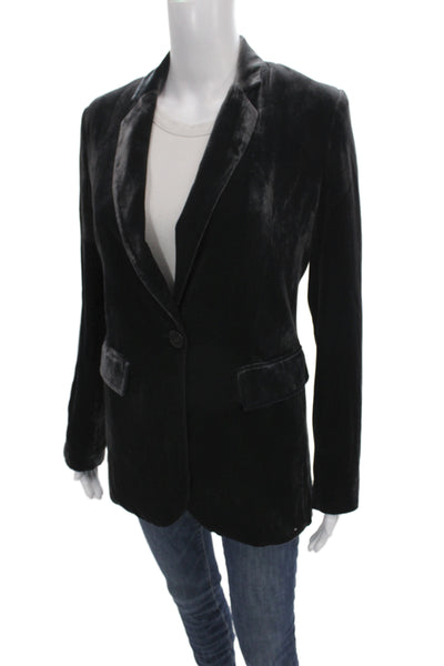 Zara Woman Women Blazer Velvet Black Collared Button Long Sleeve Size XS