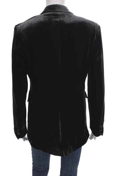 Zara Woman Women Blazer Velvet Black Collared Button Long Sleeve Size XS
