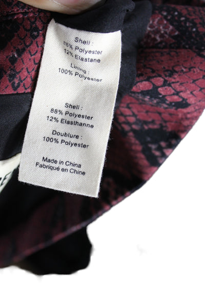 L'Agence Womens Red Animal Print Collared Blazer Button Long Sleeve Size M