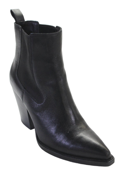 Ash Womens Leather Block High Heels Ankle Boots Shoes Black Size 10