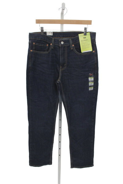 Levis Men Straight Jeans Dark Blue Button Fly Size 34