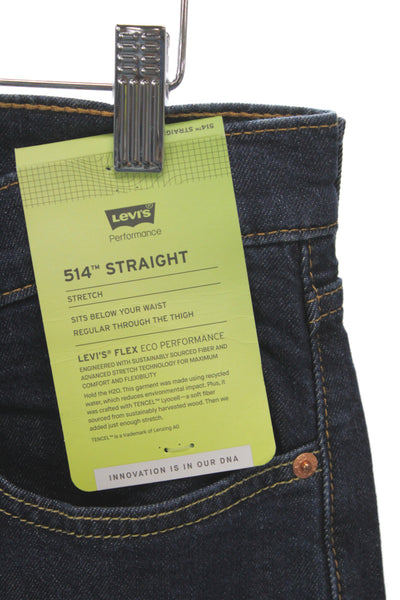 Levis Men Straight Jeans Dark Blue Button Fly Size 34