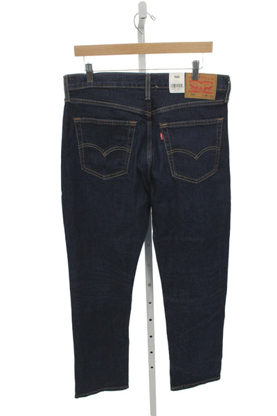 Levis Men Straight Jeans Dark Blue Button Fly Size 34