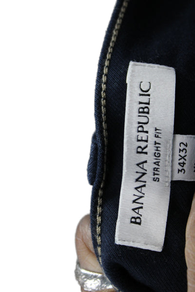 Banana Republic Mens Chino Pants Dark Blue Button Closure 32 Inseam Size 34
