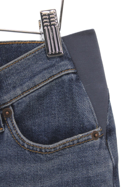 Hatch Women Cropped Dark Blue Mid Rise Maternity Jeans 24in Inseam Size 27