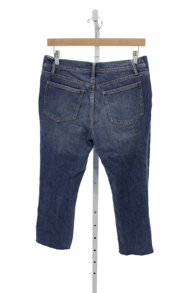 Hatch Women Cropped Dark Blue Mid Rise Maternity Jeans 24in Inseam Size 27