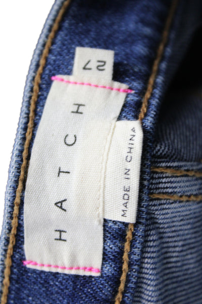 Hatch Women Cropped Dark Blue Mid Rise Maternity Jeans 24in Inseam Size 27