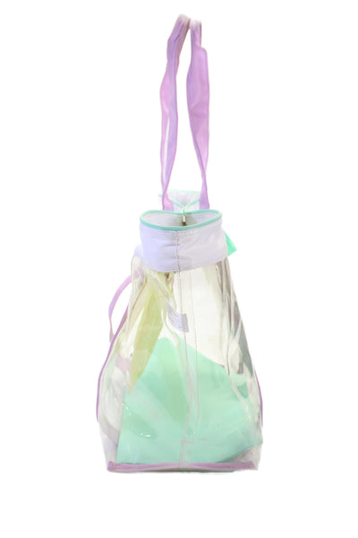Stoney Clover Lane Womens Transparent Multicolor Trim Large Tote Handbag Clear