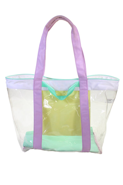 Stoney Clover Lane Womens Transparent Multicolor Trim Large Tote Handbag Clear