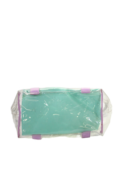 Stoney Clover Lane Womens Transparent Multicolor Trim Large Tote Handbag Clear