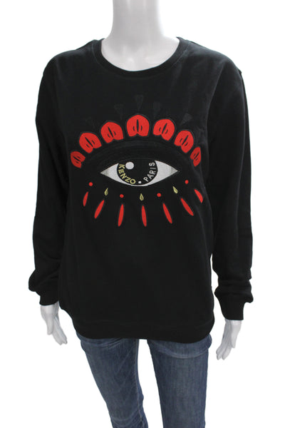 Kenzo Unisex Pullover Sweatshirt Black Graphic Crew Neck Cotton Size L