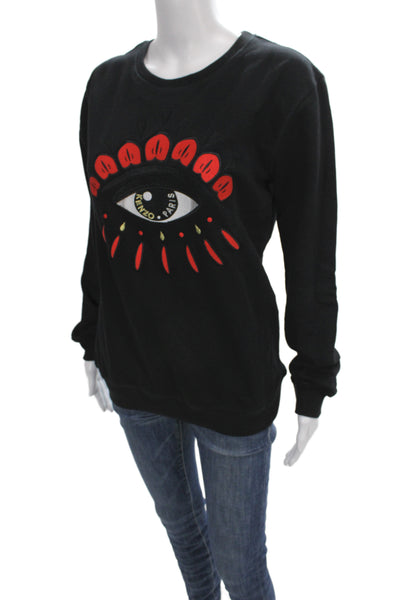 Kenzo Unisex Pullover Sweatshirt Black Graphic Crew Neck Cotton Size L