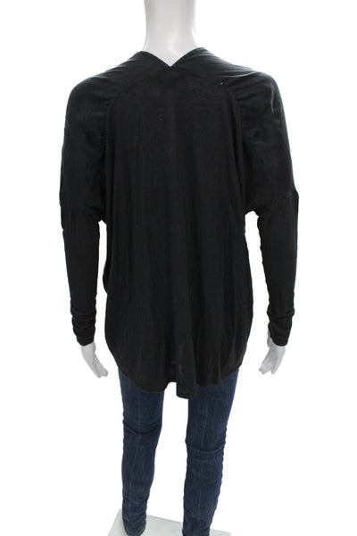 Vince Women Basic V-Neck Long Sleeve Black Blouse Size XS Petite