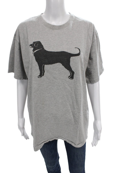 The Black Dog Unisex Gray Graphic Dog T-Shirt Short Sleeve 100% Cotton Size L