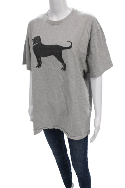 The Black Dog Unisex Gray Graphic Dog T-Shirt Short Sleeve 100% Cotton Size L