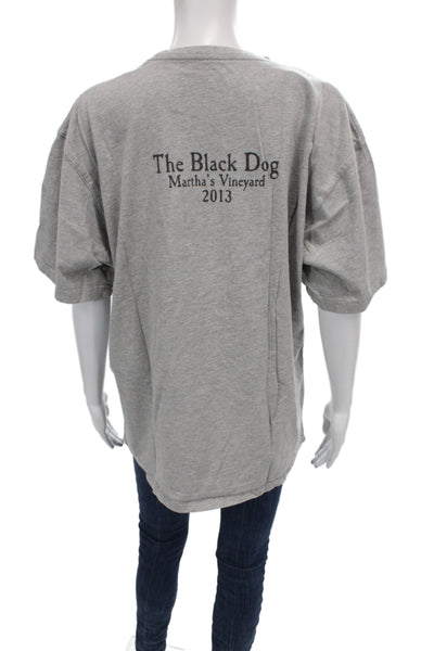 The Black Dog Unisex Gray Graphic Dog T-Shirt Short Sleeve 100% Cotton Size L