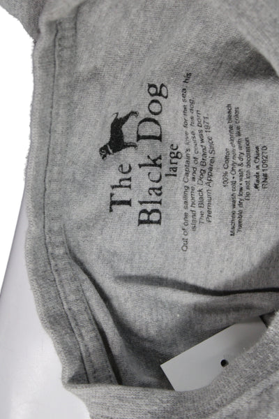 The Black Dog Unisex Gray Graphic Dog T-Shirt Short Sleeve 100% Cotton Size L