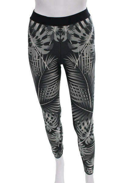 Ultracor Womens Ankle Leggings Black Tropical Graphic Print Size M