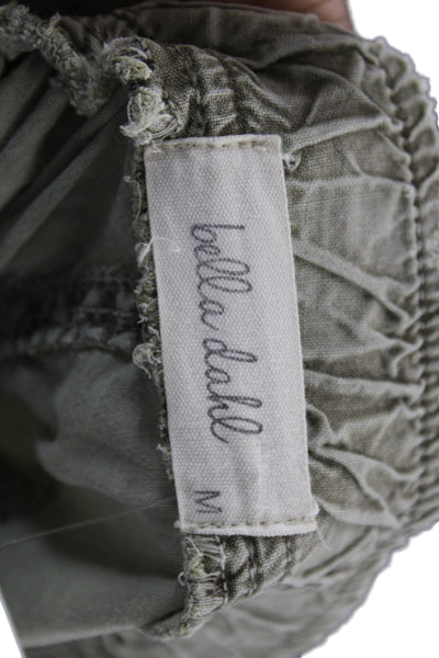 Bella Dahl Women Capri Cargo Pants Green Tencel Button Solid Army Size M