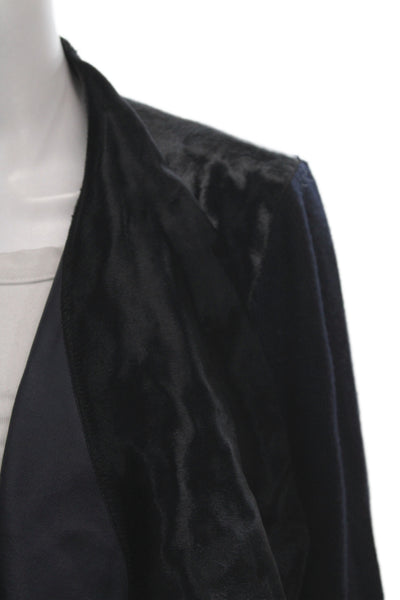 Elie Tahari Women Black Calf Leather Long Sleeve Solid Jacket Size L