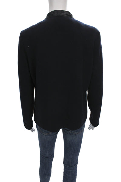 Elie Tahari Women Black Calf Leather Long Sleeve Solid Jacket Size L