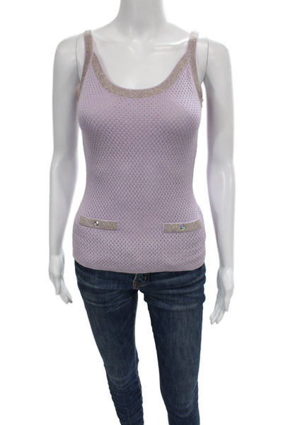 Escada Women Camisole Purple Round Neck Sleeveless Viscose Cotton Size 34