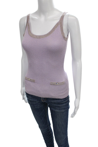 Escada Women Camisole Purple Round Neck Sleeveless Viscose Cotton Size 34