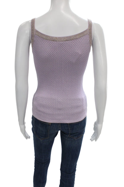 Escada Women Camisole Purple Round Neck Sleeveless Viscose Cotton Size 34