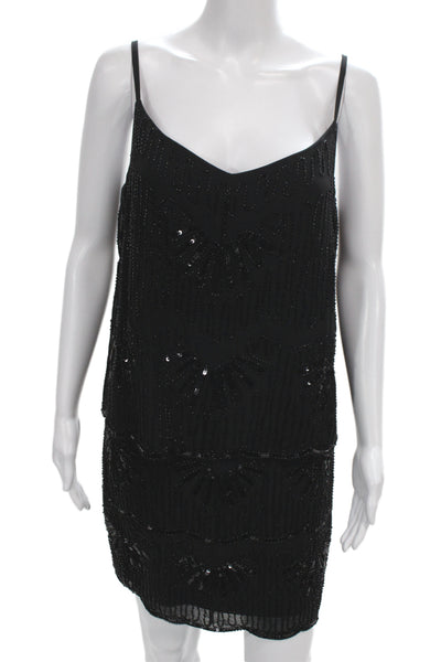 Laundry by Shelli Segal Women Dress Black V-Neck Sleeveless Short Zip Size 4
