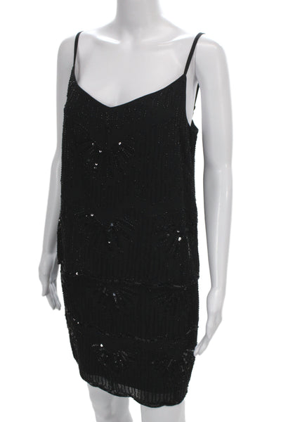 Laundry by Shelli Segal Women Dress Black V-Neck Sleeveless Short Zip Size 4