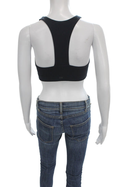 Splits 59 Womens Scoop Neck Stretch Knit Sports Bra Navy Blue Size Small