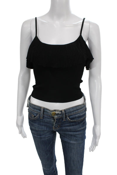 Dodiee Womens Camisole Black Square Neck Cotton Spandex Sleeveless Size XS