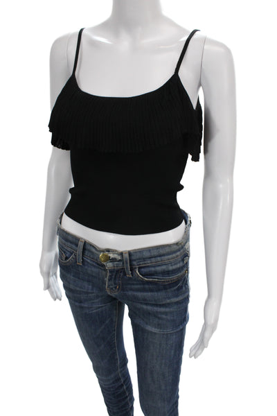 Dodiee Womens Camisole Black Square Neck Cotton Spandex Sleeveless Size XS