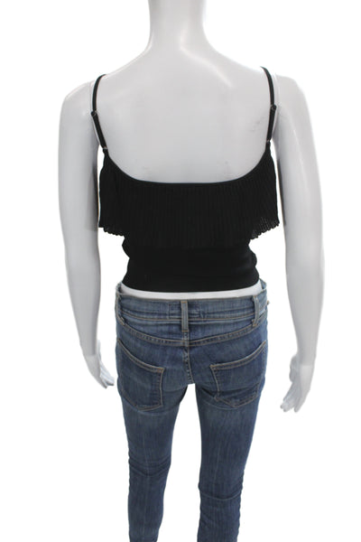 Dodiee Womens Camisole Black Square Neck Cotton Spandex Sleeveless Size XS