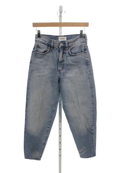 Agolde Unisex Straight Tapered High Rise Blue Cotton Jeans Size 23
